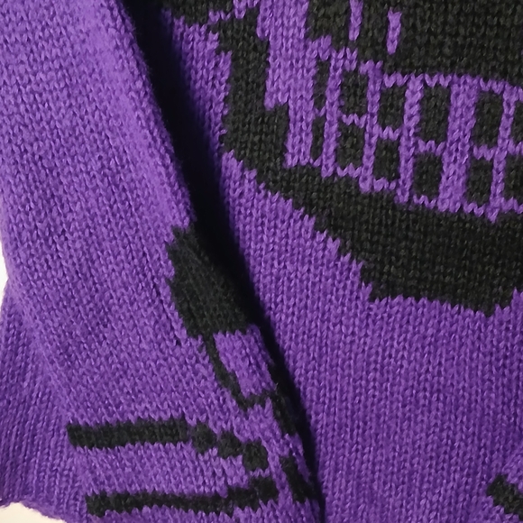 TRIPP nyc Purple Long Sleeve Black Skull Sweater Size M GOTH STEAMPUNK - Picture 3 of 10